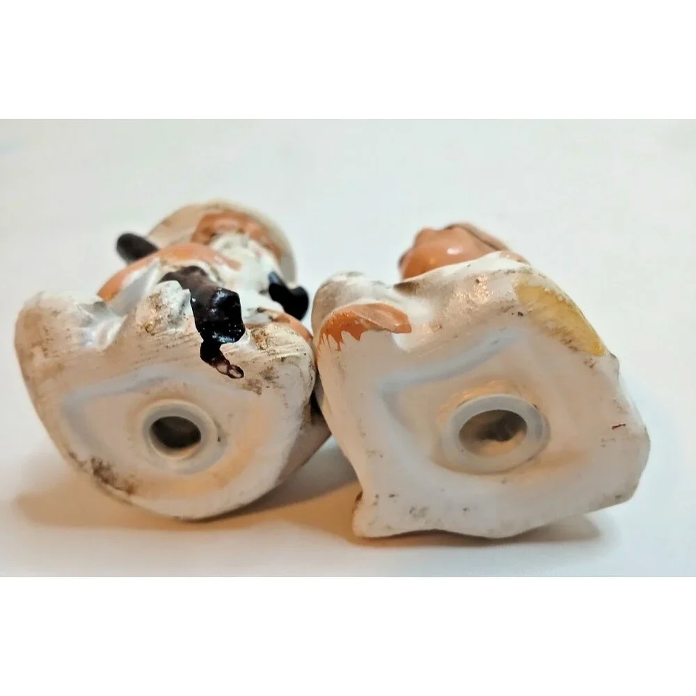 Vintage Hand Painted Old Hillbilly Folk Man & Woman Salt & Pepper Shakers Set